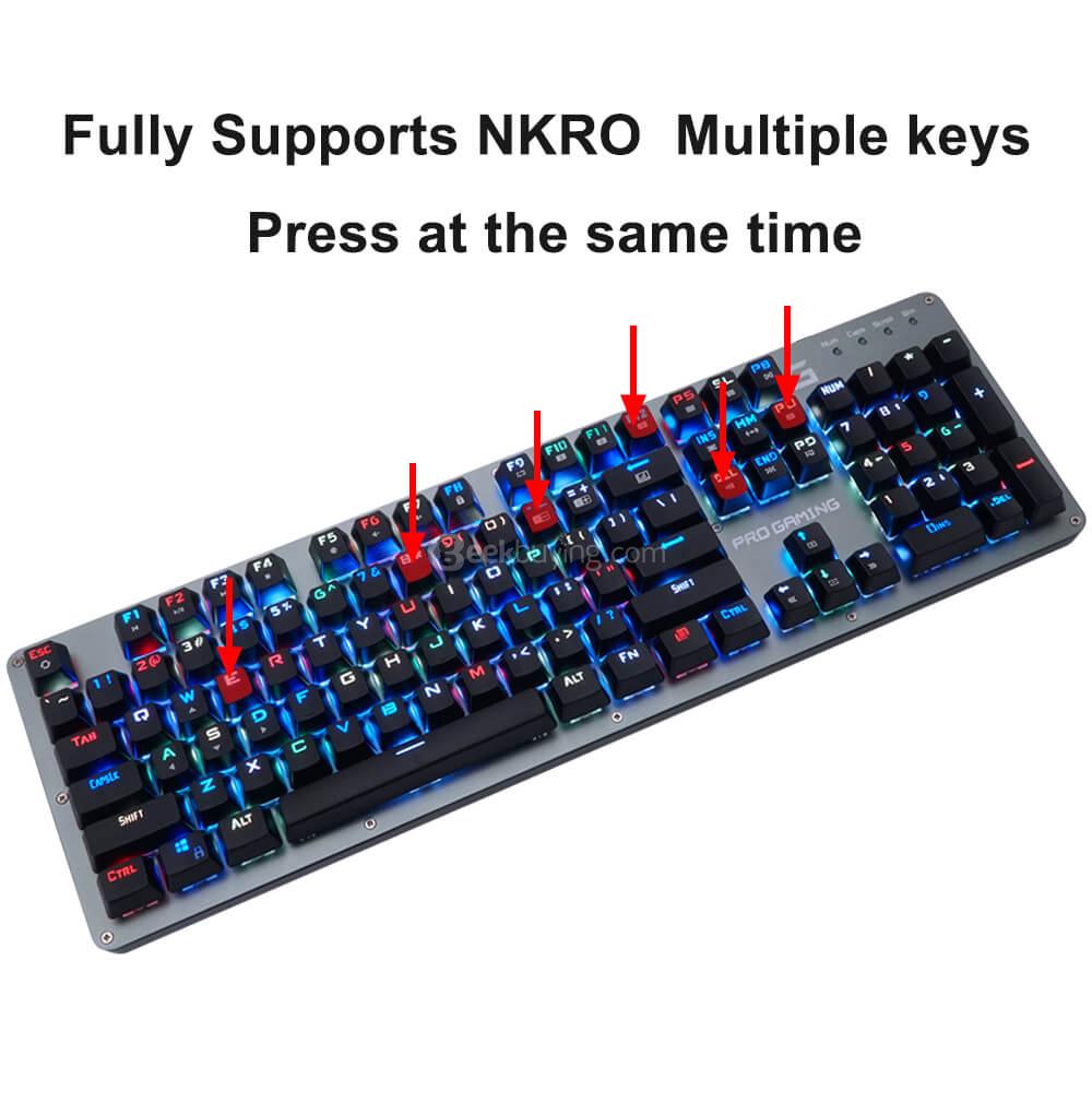 Full RGB Backlit 104 Keys Mechanical Keyboard Blue Switch USB Wired Anti-ghosting - Black