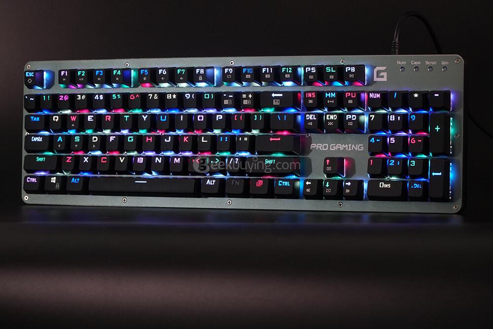 Full RGB Backlit 104 Keys Mechanical Keyboard Blue Switch USB Wired Anti-ghosting - Black