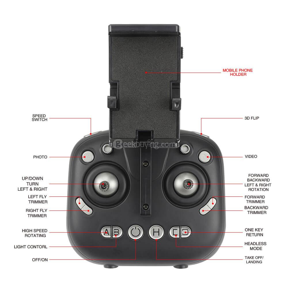 FQ777 FQ02W WIFI FPV Foldable Arm with HD Wide-Angle 2MP Camera Altitude Hold Mode RC Quadcopter RTF - Red