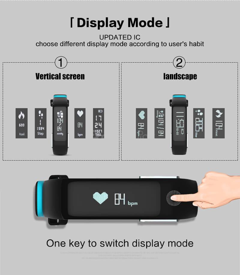 P1 Bluetooth Smartband Pedometer Blood Pressure Heart Rate Monitor Call Reminder Compatible with Android/IOS - Gray