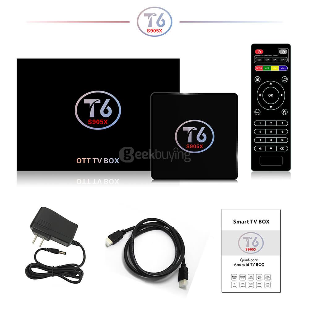 Bundle T6 Android 6.0 Marshmallow Amlogic S905X 2GB RAM 16GB eMMC TV BOX + Rii i8+ 2.4G Wireless Israel Hebrew Language Keyboard White