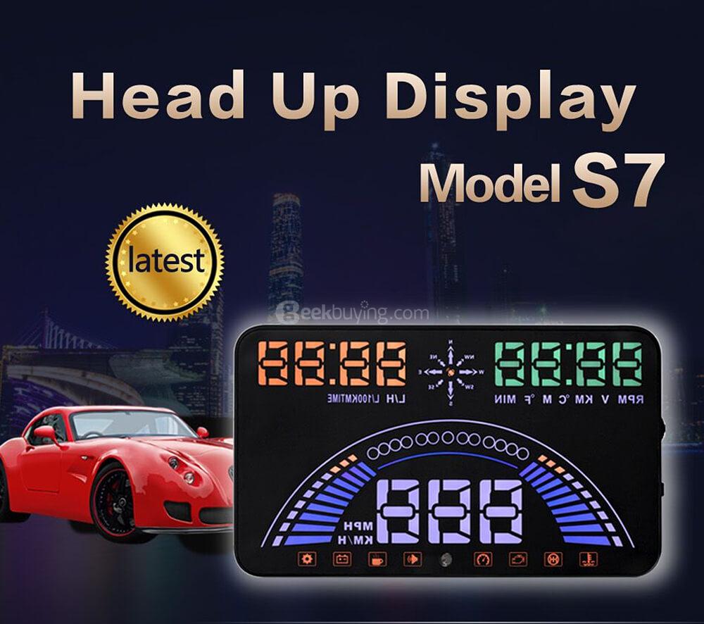 S7 5.8' Car OBDII HUD Head Up Display Projector with Speed Warning System - Black