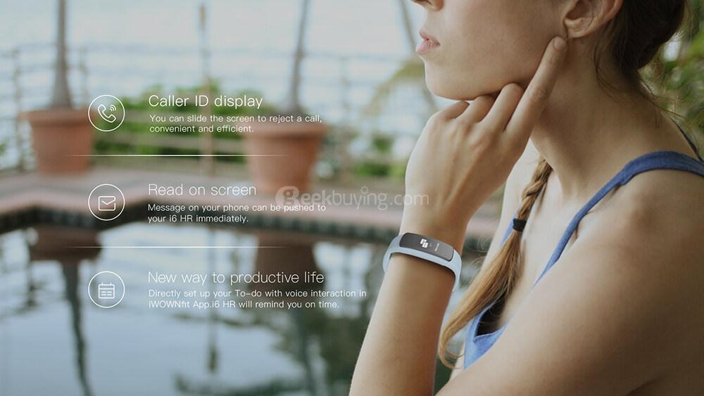 IWOWNFit i6HR Smart Band Bracelet Fitness Tracker Dynamic Heart Rate Monitor IP67 Water Resistant Compatible with Android IOS - Black