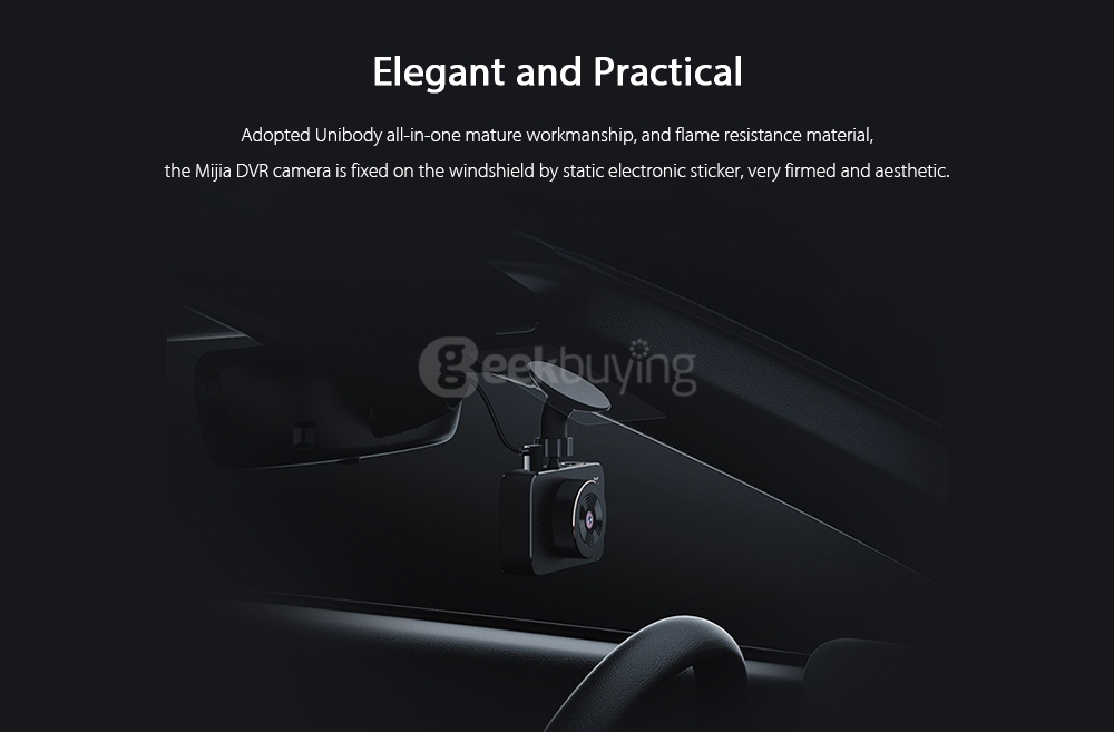 Xiaomi Mijia Carcorder Dash Camera Mstar MSC8328P SONY IMX323 H.264 1080P 160 Degree Wide Angle 3 Inch HD Screen WiFi Connection Loop-cycle Recording - Black