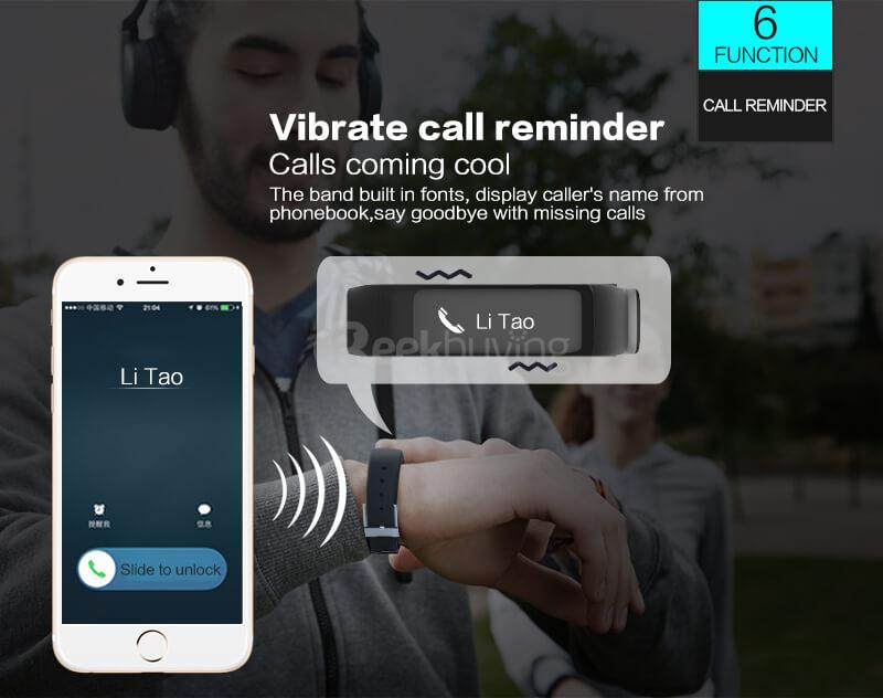 P1 Bluetooth Smartband Pedometer Blood Pressure Heart Rate Monitor Call Reminder Compatible with Android/IOS - Gray