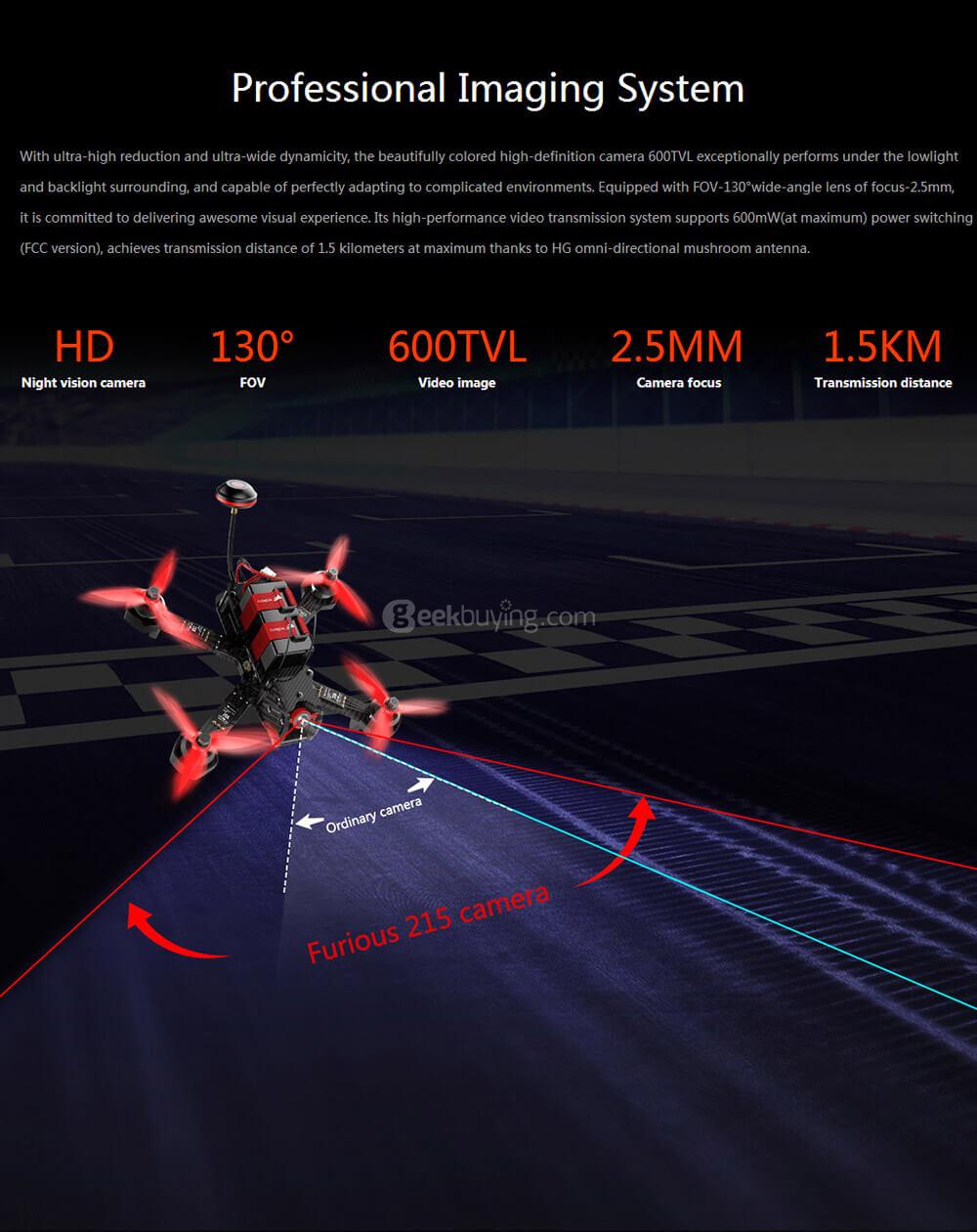 Walkera Furious 215 215mm HD w/600TVL FOV 130 Degree Camera 5.8G 40CH Transmission With LED Light Racing Drone - RTF