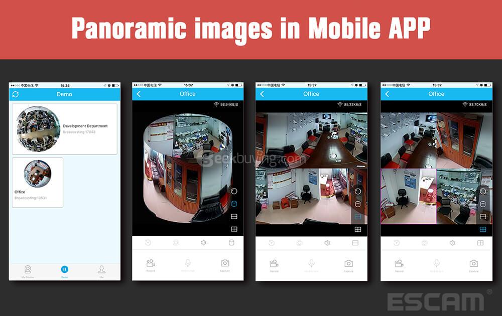 ESCAM Moon QP02 1080P WiFi Panoramic Fisheye Infrared Camera H.264 2 Megapixel 180 Degrees IP66 Waterproof IP Camera - White