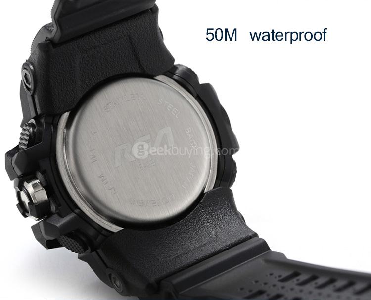 RGA R-983 Digital Watch Water Resistant LED Sports Watches Casual Quartz Wristwatch for Men - Black
