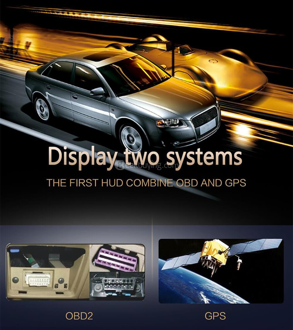 S7 5.8' Car OBDII HUD Head Up Display Projector with Speed Warning System - Black