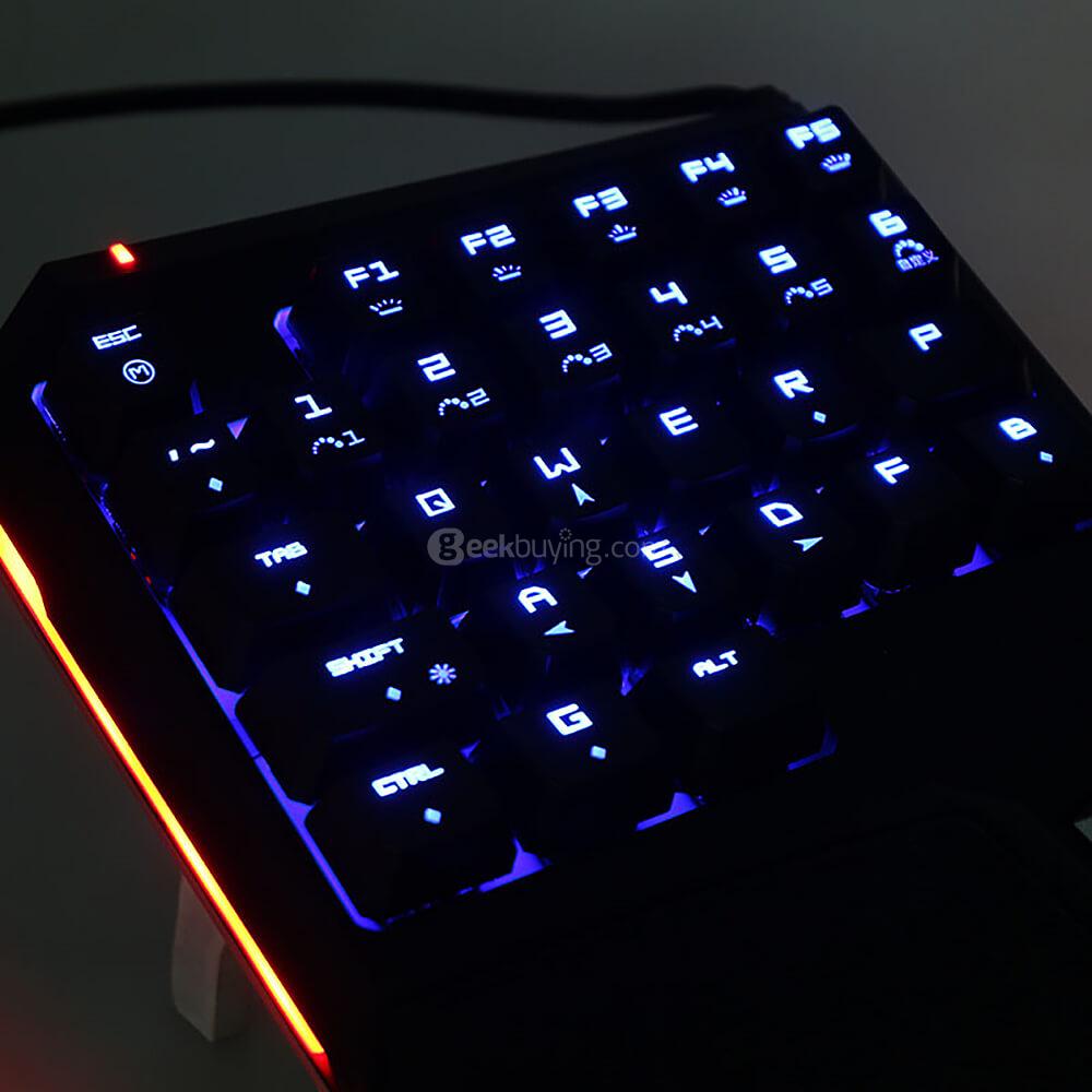 Delux T9 Plus One-hand Wired USB Gaming Mechanial Keyboard with 8 LED Lighting Modes for PC - Black
