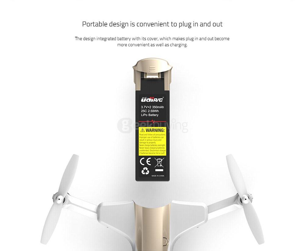 UDI R/C U29W WIFI FPV Foldable Arm with HD 720P Wide-angle Camera Altitude Hold Mode RC Quadcopter - White