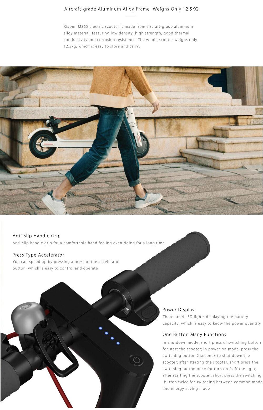 Original Xiaomi M365 Folding Electric Scooter IP54 Intelligent BMS Dual Braking System Aluminum Alloy Body Two Wheels Electric Scooter - Black