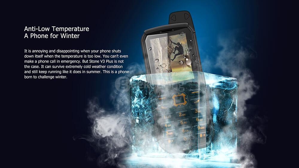 VKworld Stone V3 Plus IP54 Waterproof Phone 2.4 Inch Daily Dustproof ShatterProof 4000Mah Long Standby Speaker LED Lights - Black