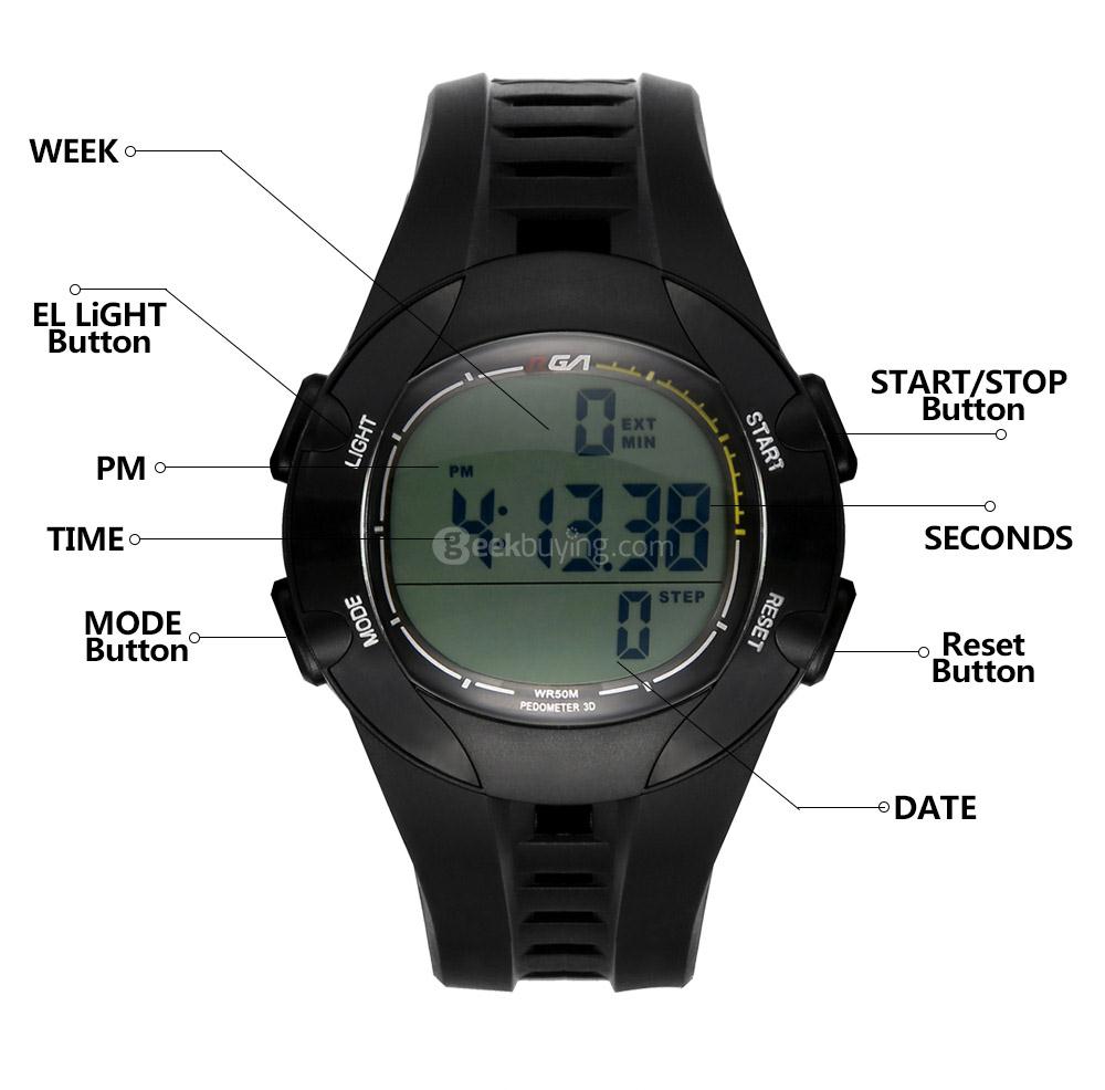 RGA R-988 Digital Watch 50M Water Resistant LED Sports Watches Casual Quartz Wristwatch for Men - Orange