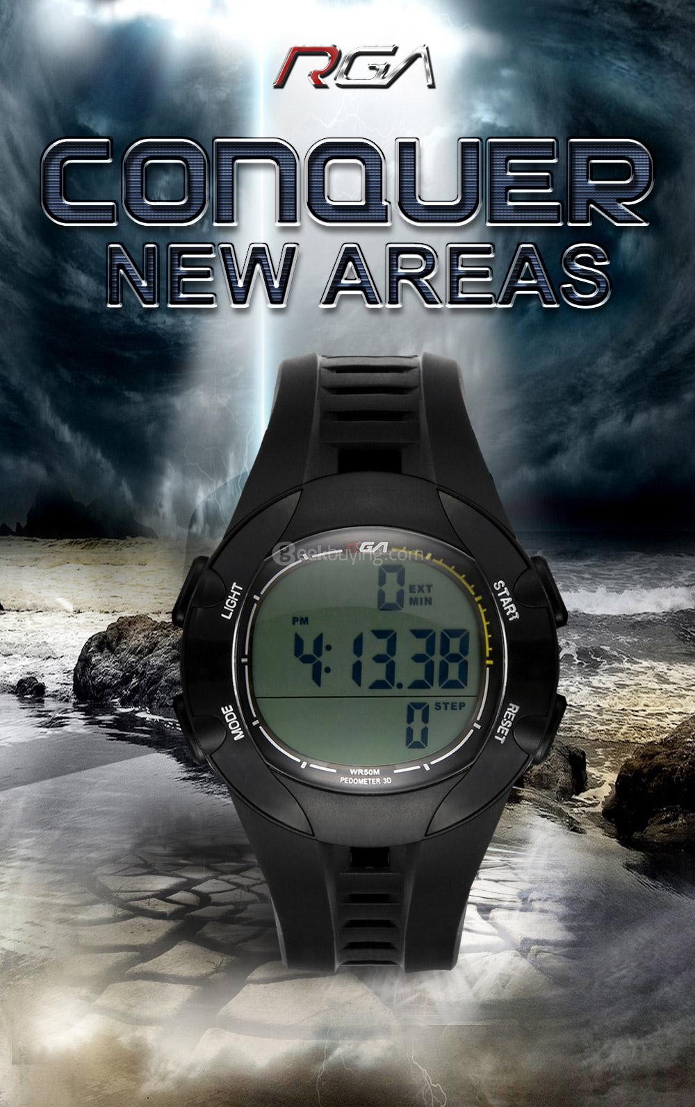 RGA R-988 Digital Watch 50M Water Resistant LED Sports Watches Casual Quartz Wristwatch for Men - Orange