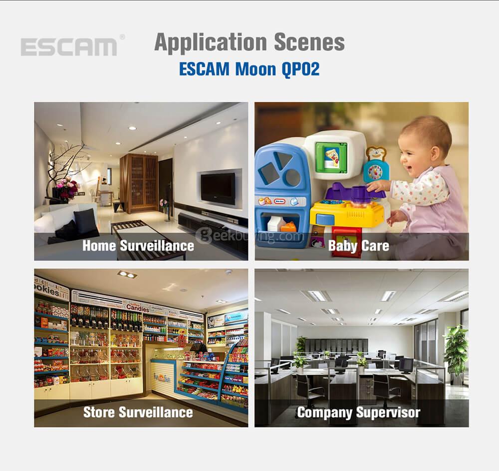 ESCAM Moon QP02 1080P WiFi Panoramic Fisheye Infrared Camera H.264 2 Megapixel 180 Degrees IP66 Waterproof IP Camera - White