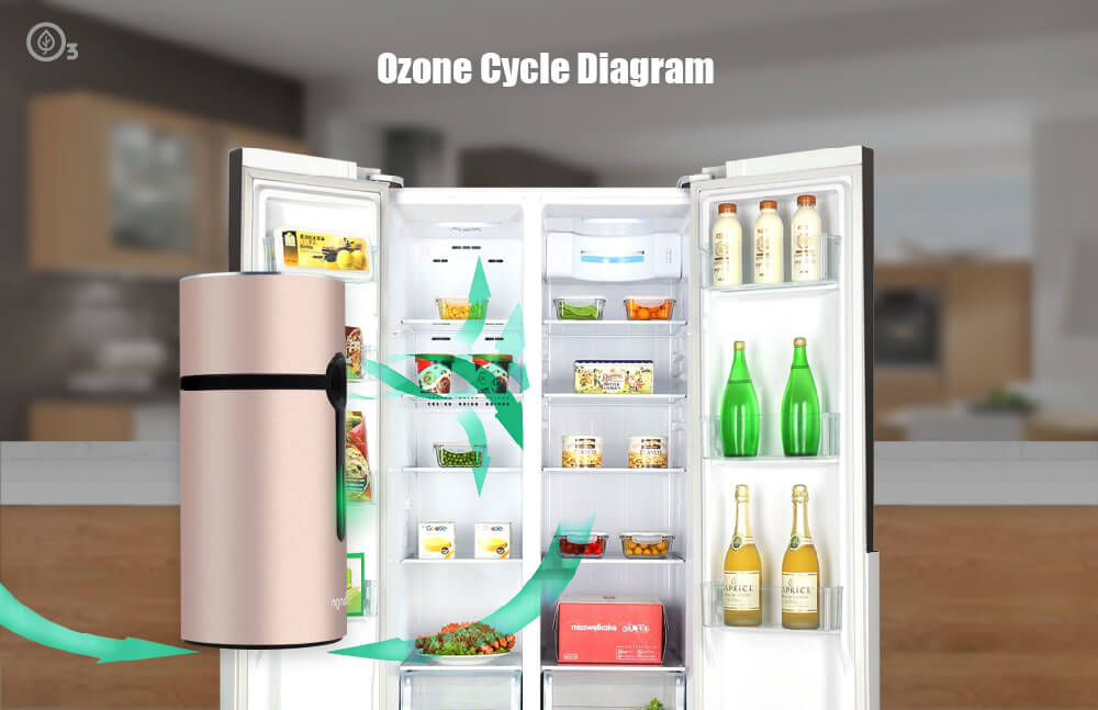 atongm KT-6830 Mini USB Sterilizing Deodorizer Live-ozone Refrigerator Air Purifier Cabinet Freshener - Rose Gold