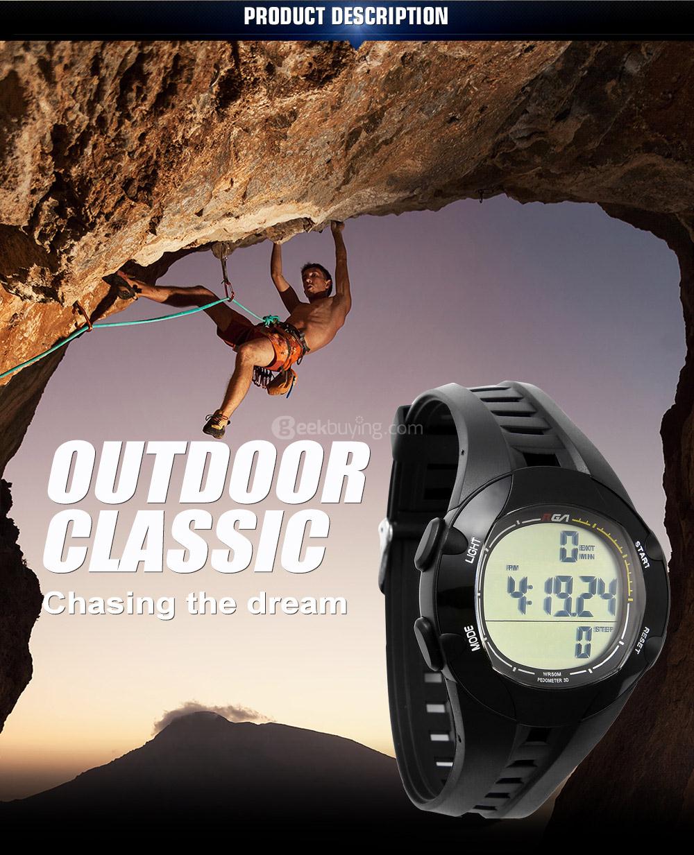 RGA R-988 Digital Watch 50M Water Resistant LED Sports Watches Casual Quartz Wristwatch for Men - Orange