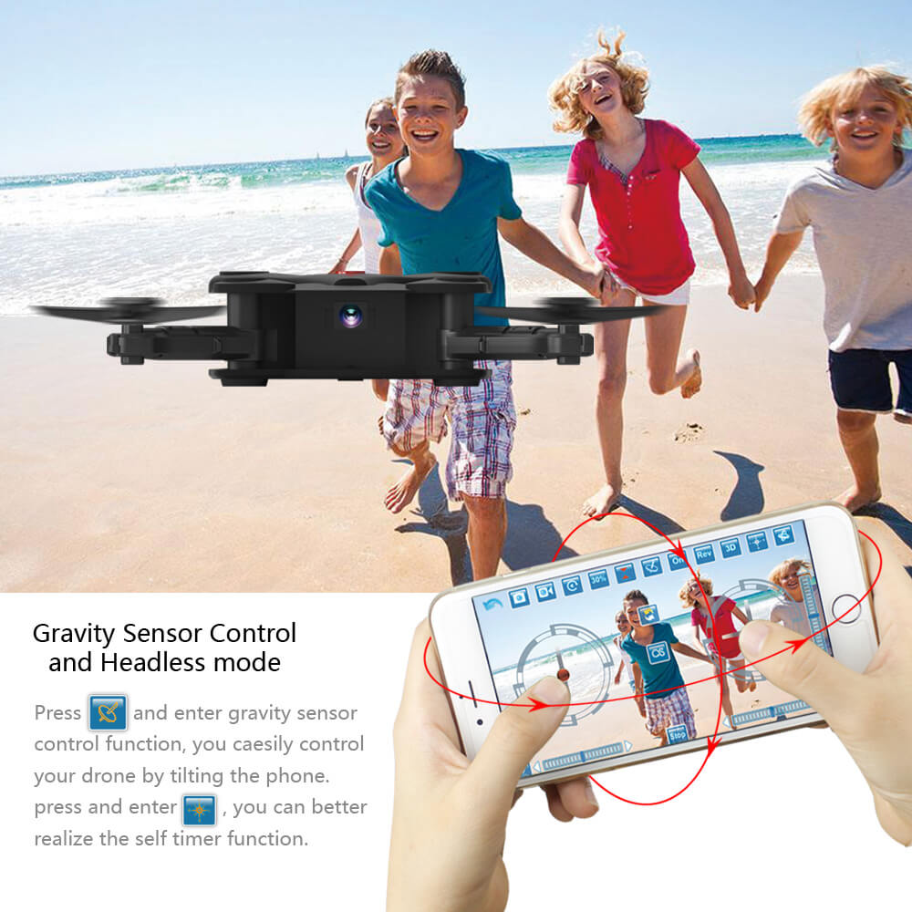 FQ777 FQ17W WIFI FPV Foldable Pocket Drone With 0.3MP Camera Altitude Hold Mode RC Quadcopter RTF - Black