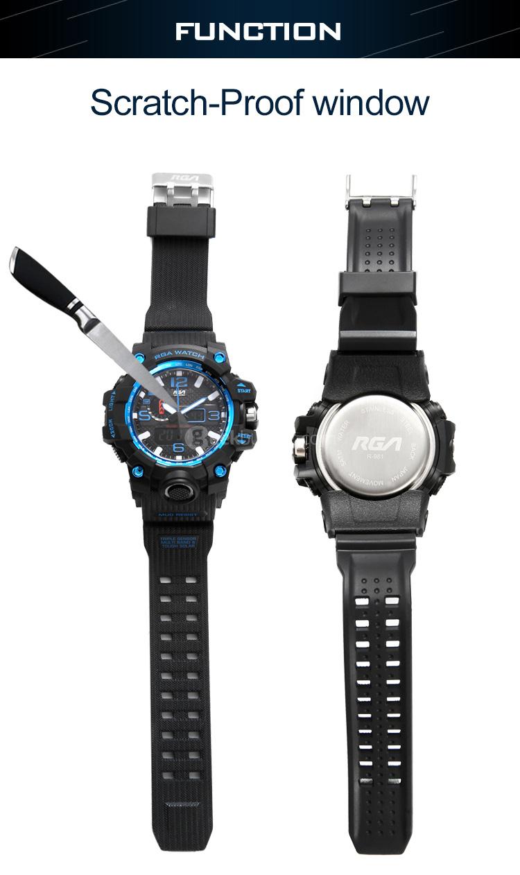RGA R-983 Digital Watch Water Resistant LED Sports Watches Casual Quartz Wristwatch for Men - Black