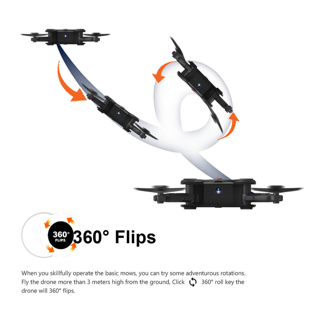 FQ777 FQ17W WIFI FPV Foldable Pocket Drone With 0.3MP Camera Altitude Hold Mode RC Quadcopter RTF - Black
