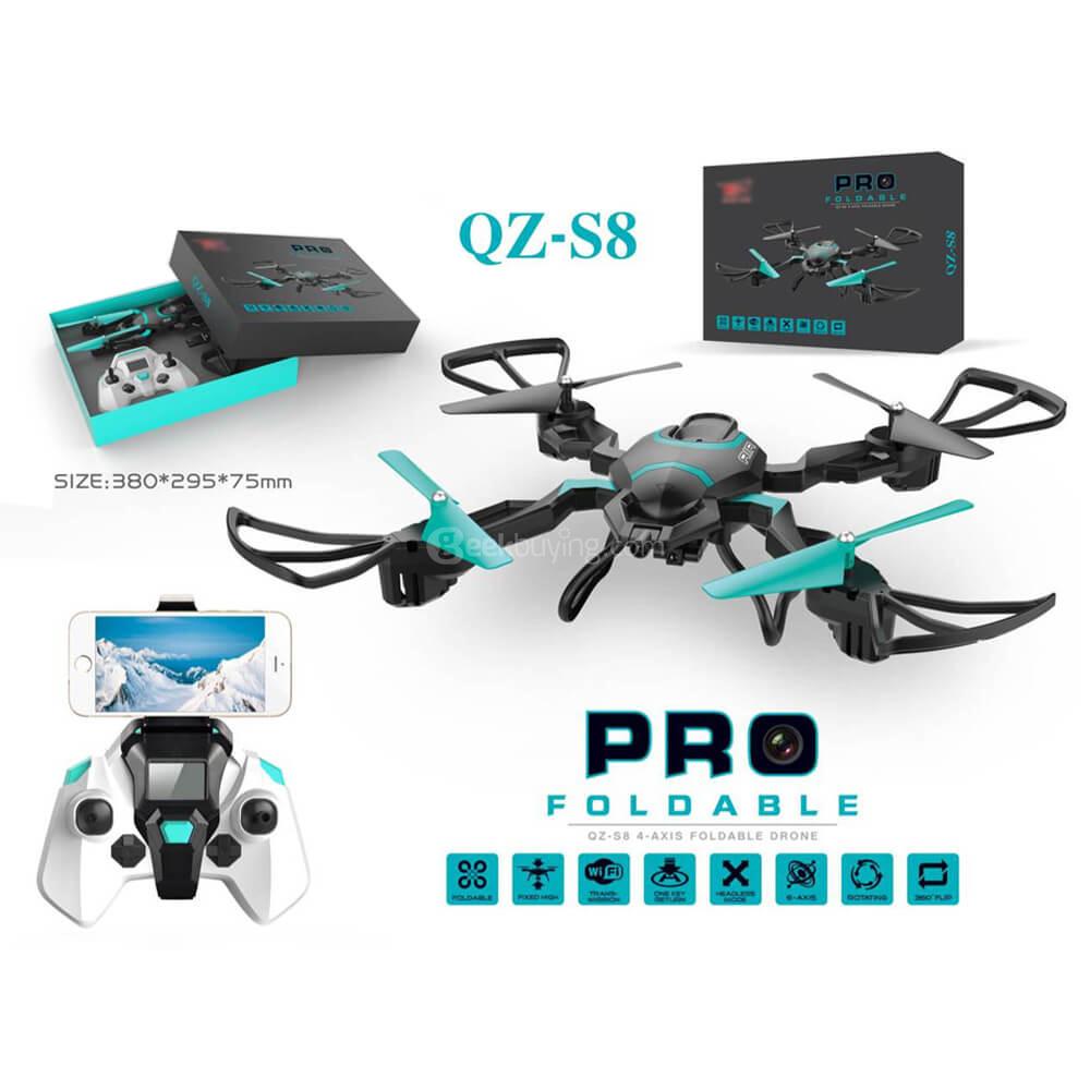 QI ZHI Toys QZ S8 Pro WIFI FPV 0.3MP Camera Foldable Arm with Altitude Hold Headless Mode RC Quadcopter RTF - Black