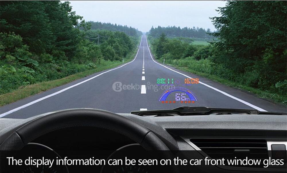 S7 5.8' Car OBDII HUD Head Up Display Projector with Speed Warning System - Black