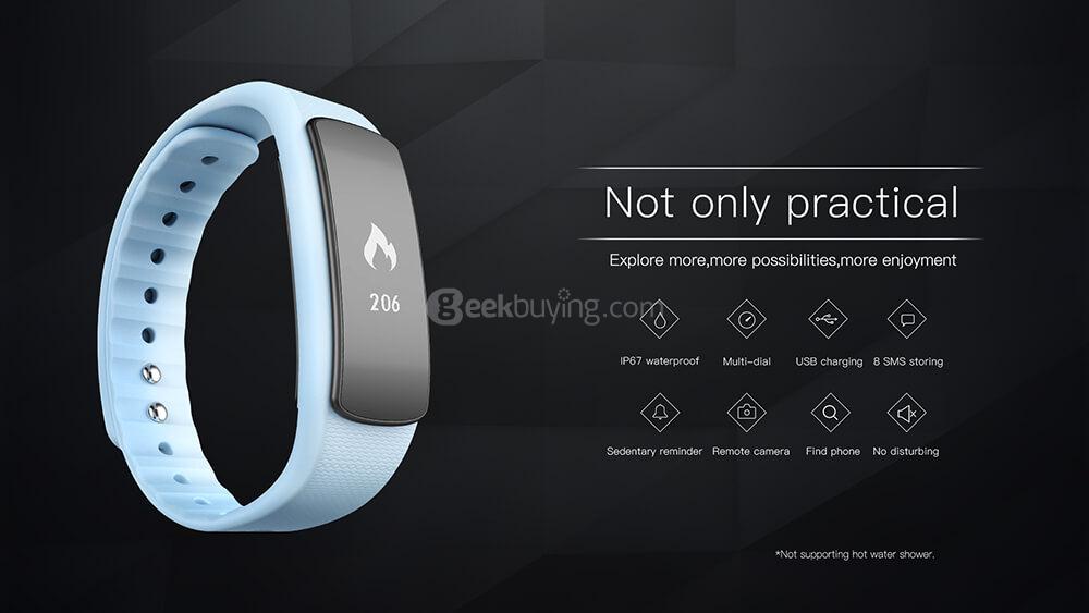 IWOWNFit i6HR Smart Band Bracelet Fitness Tracker Dynamic Heart Rate Monitor IP67 Water Resistant Compatible with Android IOS - Black