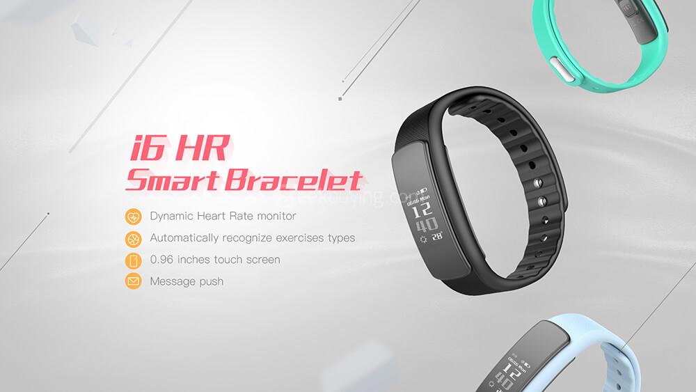 IWOWNFit i6HR Smart Band Bracelet Fitness Tracker Dynamic Heart Rate Monitor IP67 Water Resistant Compatible with Android IOS - Black