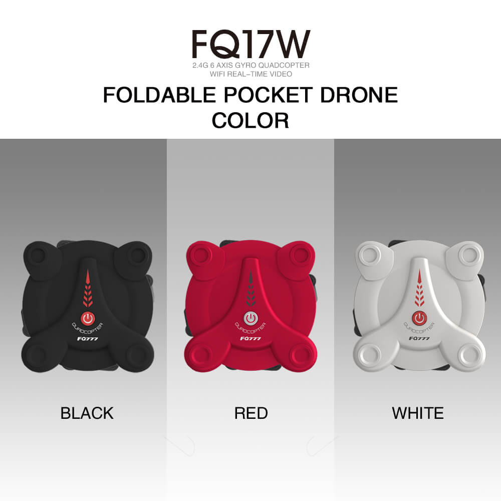 FQ777 FQ17W WIFI FPV Foldable Pocket Drone With 0.3MP Camera Altitude Hold Mode RC Quadcopter RTF - Black