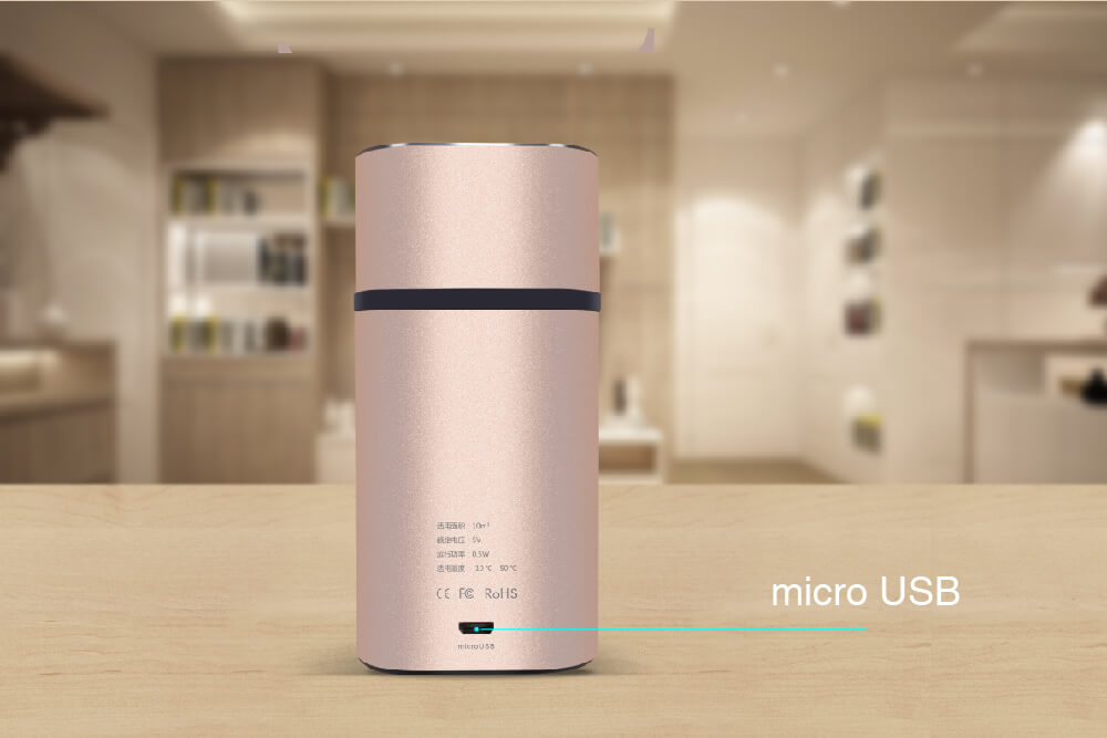 atongm KT-6830 Mini USB Sterilizing Deodorizer Live-ozone Refrigerator Air Purifier Cabinet Freshener - Rose Gold