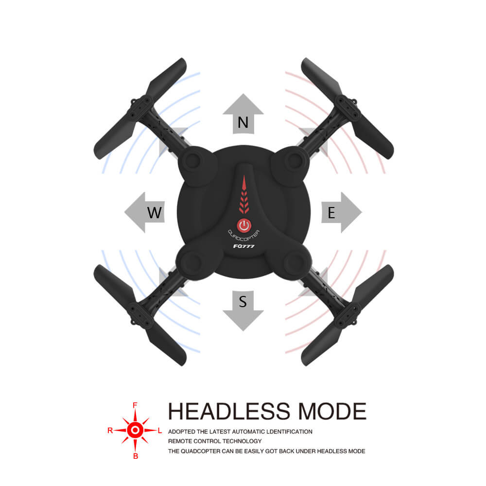 FQ777 FQ17W WIFI FPV Foldable Pocket Drone With 0.3MP Camera Altitude Hold Mode RC Quadcopter RTF - Black