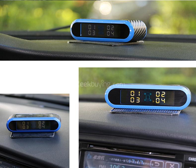 CAREUD T5WF Solar TPMS Tire Pressure Monitoring System USB Interface with Four Outer Sensors - Blue
