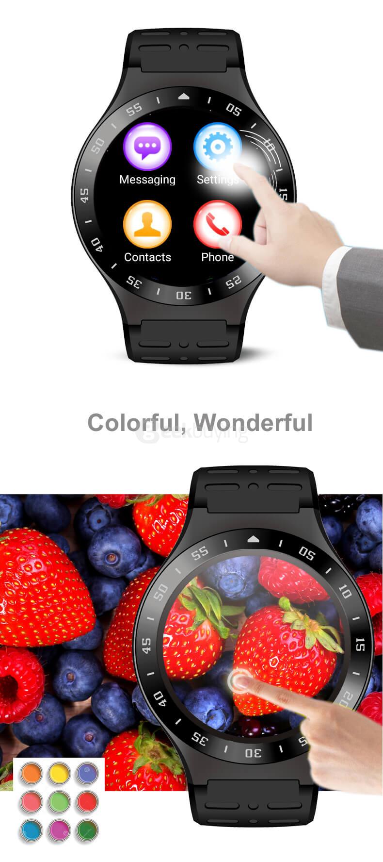 ZGPAX S99A 3G Smart Watch Phone Android 5.1 MTK6580 8GB ROM GPS WIFI Bluetooth 5.0MP Camera Compatible With Android iOS - Black