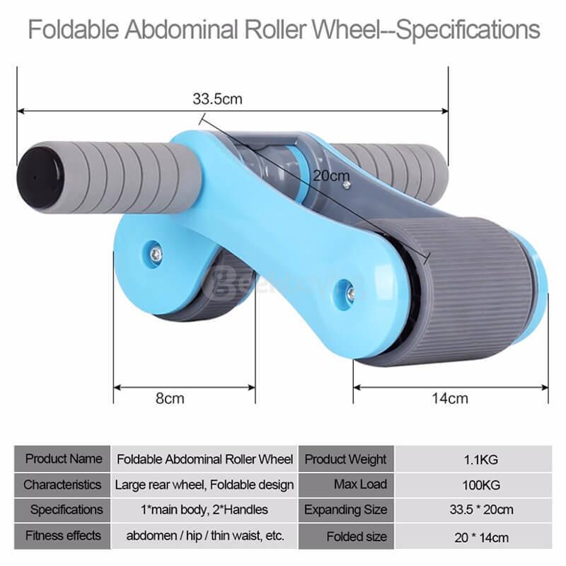 Blascool MD-ABRW-B Foldable Mute AB Roller Double Wheels Abdominal Waist Slimming Indoor Exercise Equipment for Strength