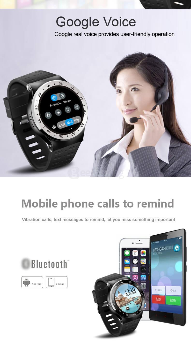 ZGPAX S99A 3G Smart Watch Phone Android 5.1 MTK6580 8GB ROM GPS WIFI Bluetooth 5.0MP Camera Compatible With Android iOS - Black