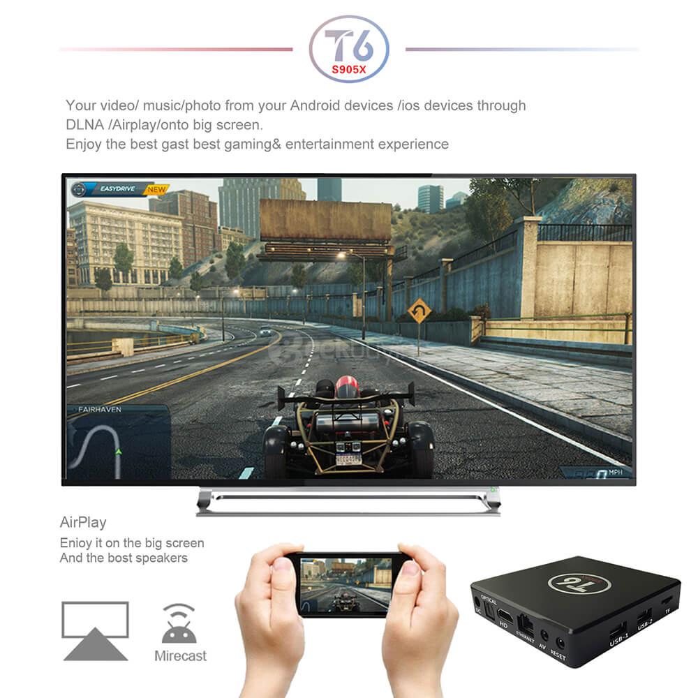 Bundle T6 Android 6.0 Marshmallow Amlogic S905X 2GB RAM 16GB eMMC TV BOX + Rii i8+ 2.4G Wireless Israel Hebrew Language Keyboard White