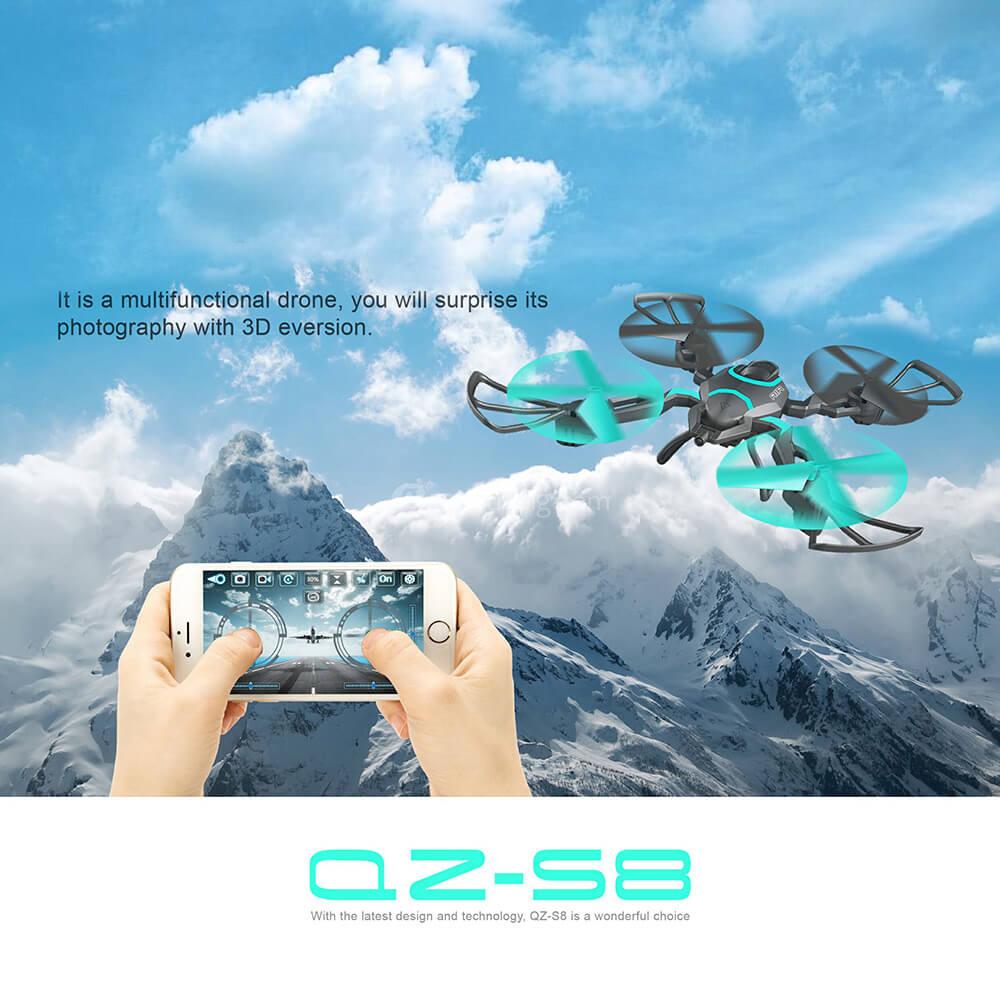 QI ZHI Toys QZ S8 Pro WIFI FPV 0.3MP Camera Foldable Arm with Altitude Hold Headless Mode RC Quadcopter RTF - Black