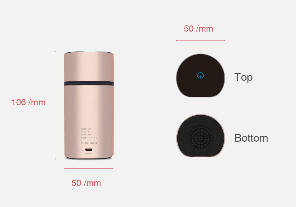 atongm KT-6830 Mini USB Sterilizing Deodorizer Live-ozone Refrigerator Air Purifier Cabinet Freshener - Rose Gold