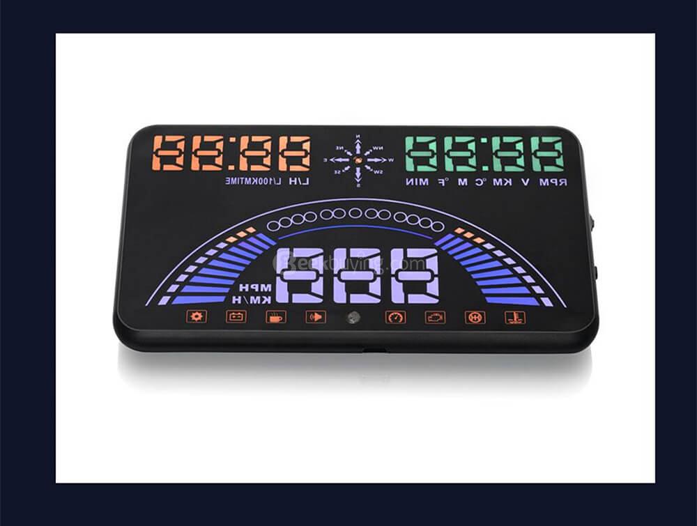 S7 5.8' Car OBDII HUD Head Up Display Projector with Speed Warning System - Black