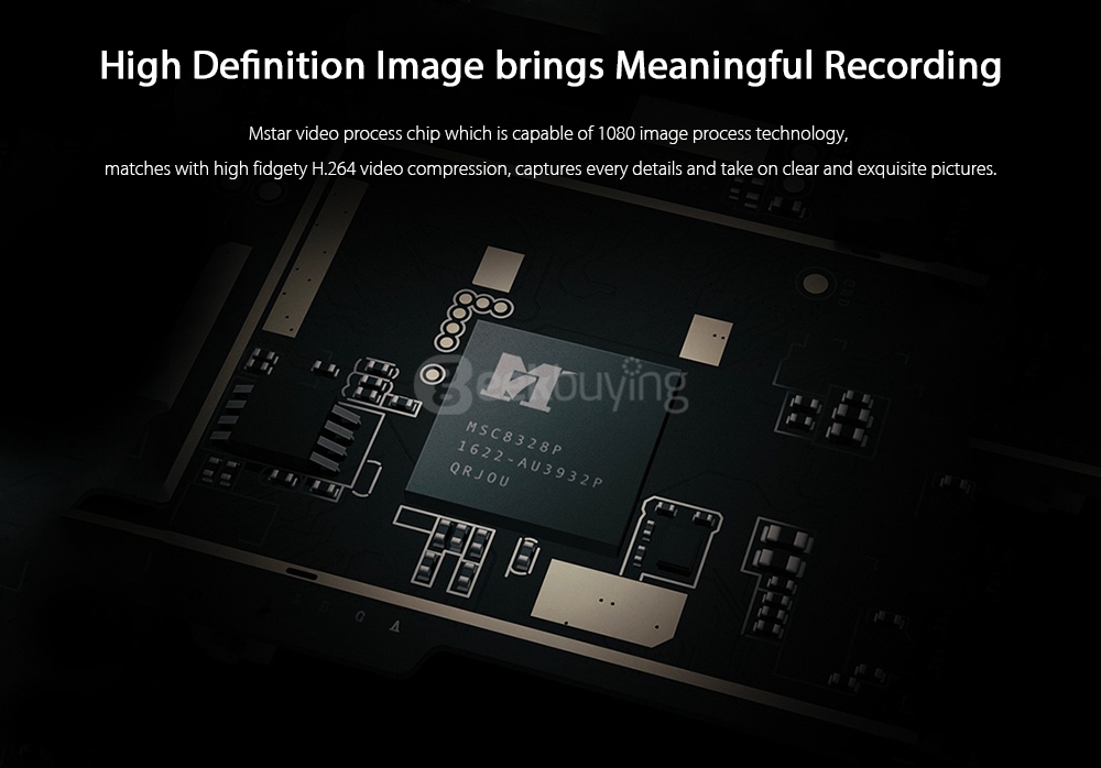 Xiaomi Mijia Carcorder Dash Camera Mstar MSC8328P SONY IMX323 H.264 1080P 160 Degree Wide Angle 3 Inch HD Screen WiFi Connection Loop-cycle Recording - Black