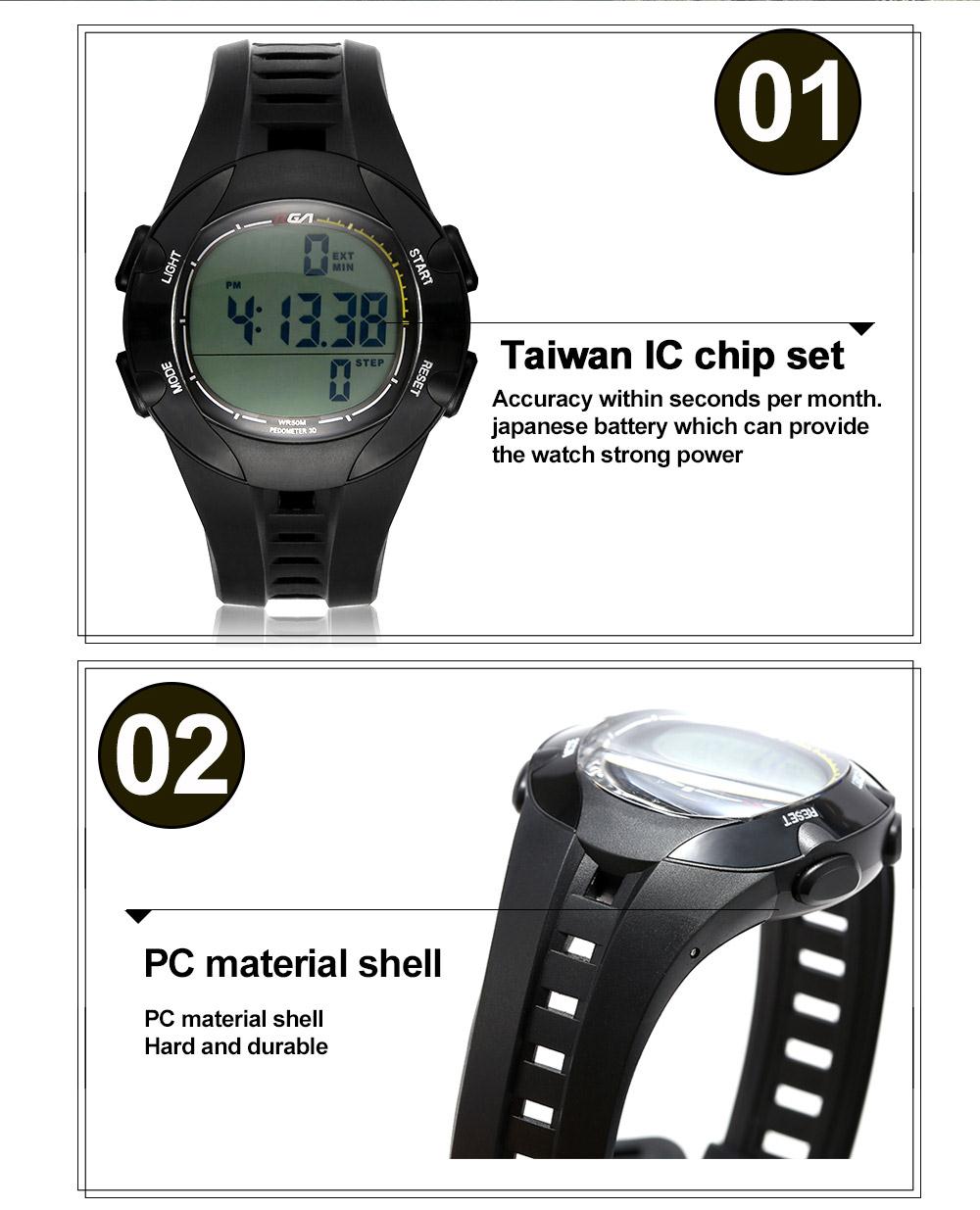 RGA R-988 Digital Watch 50M Water Resistant LED Sports Watches Casual Quartz Wristwatch for Men - Orange