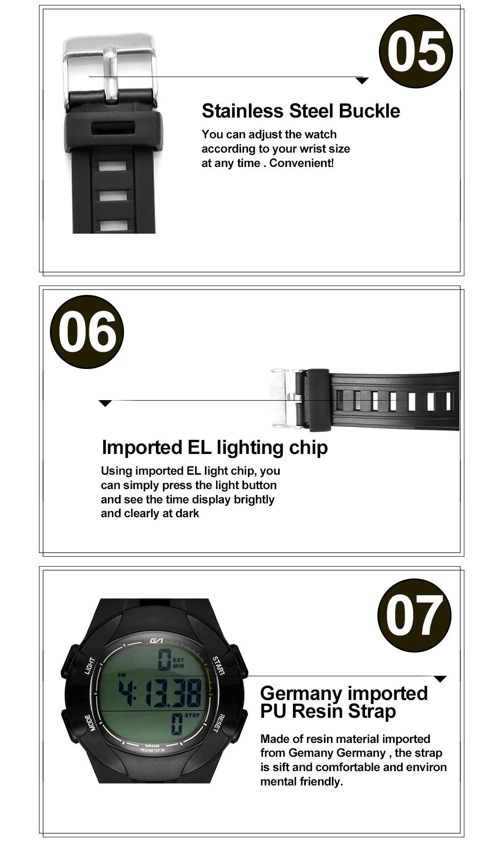 RGA R-988 Digital Watch 50M Water Resistant LED Sports Watches Casual Quartz Wristwatch for Men - Orange
