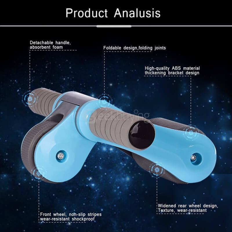 Blascool MD-ABRW-B Foldable Mute AB Roller Double Wheels Abdominal Waist Slimming Indoor Exercise Equipment for Strength