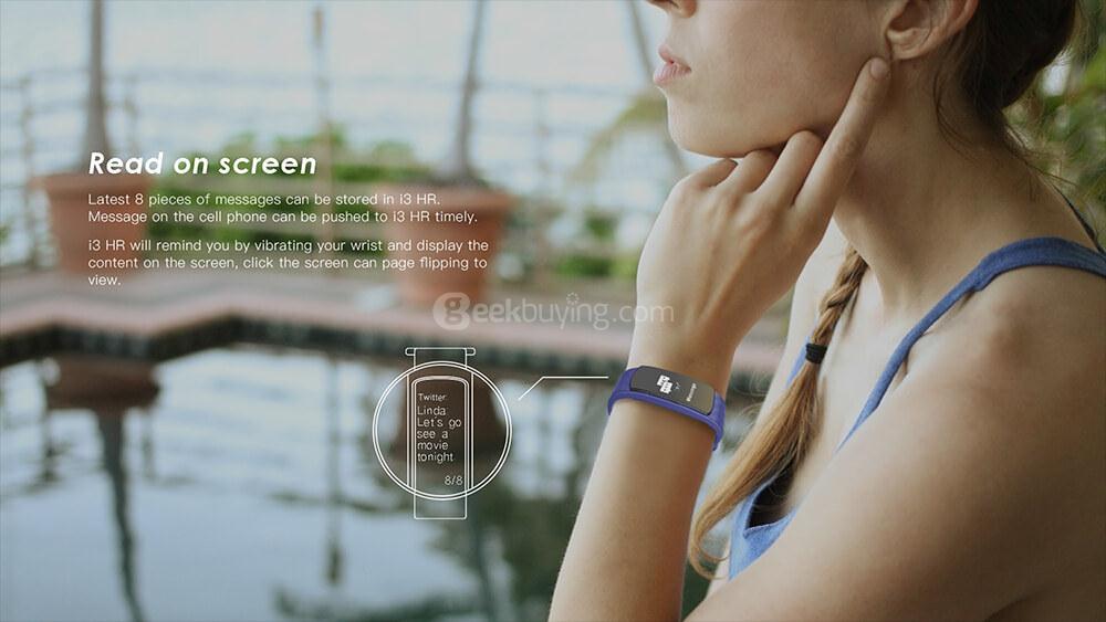Makibes i3 HR Smart Bracelet IP67 Water Resistant Pedometer Call Reminder Heart Rate Mnitor Bluetooth Comaptible with iOS Android - Purple