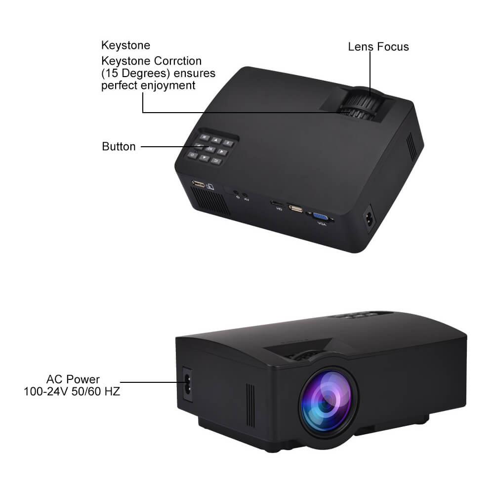 EJIALE A8 150 Lumens 1080P Smart Projector US Plug - Black