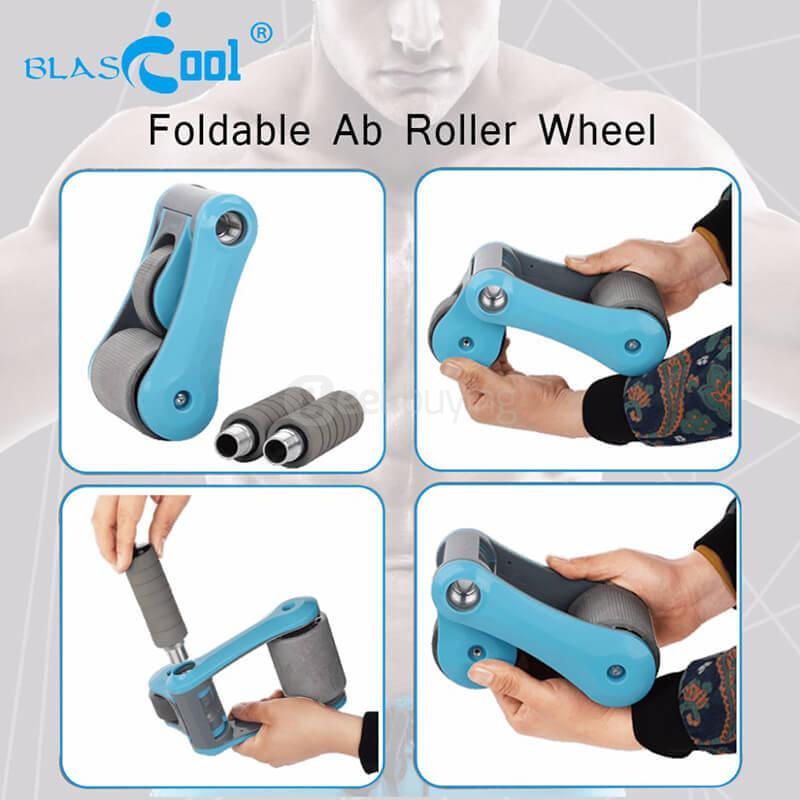 Blascool MD-ABRW-B Foldable Mute AB Roller Double Wheels Abdominal Waist Slimming Indoor Exercise Equipment for Strength