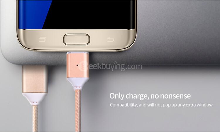 POFAN P11 Data Transmission Micro USB Magetic Transmission Charging Line Cable Data Line - Rose Gold