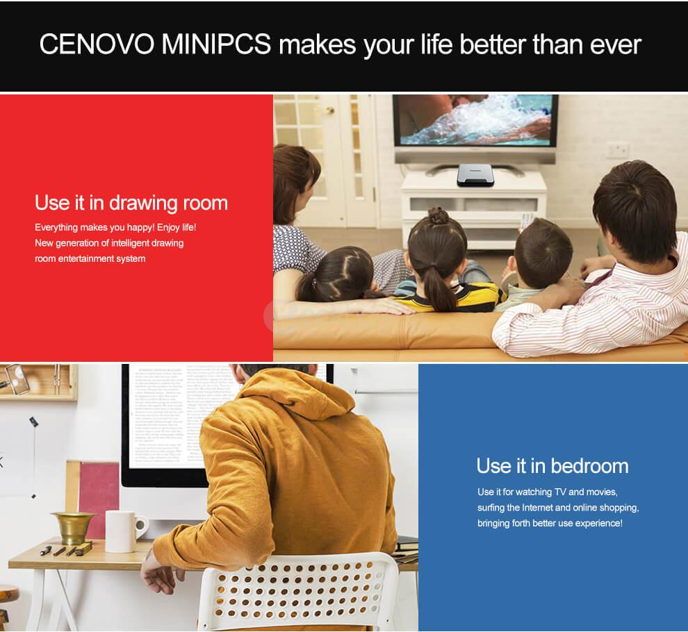 Cenovo MINI PC Intel Cherry Trail Z8350 Smart Mini PC Windows 10 4G/64G 2.4G WiFi LAN HDMI 1080P OTG