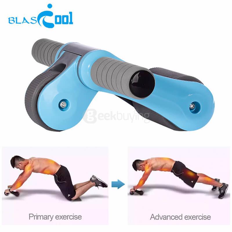 Blascool MD-ABRW-B Foldable Mute AB Roller Double Wheels Abdominal Waist Slimming Indoor Exercise Equipment for Strength